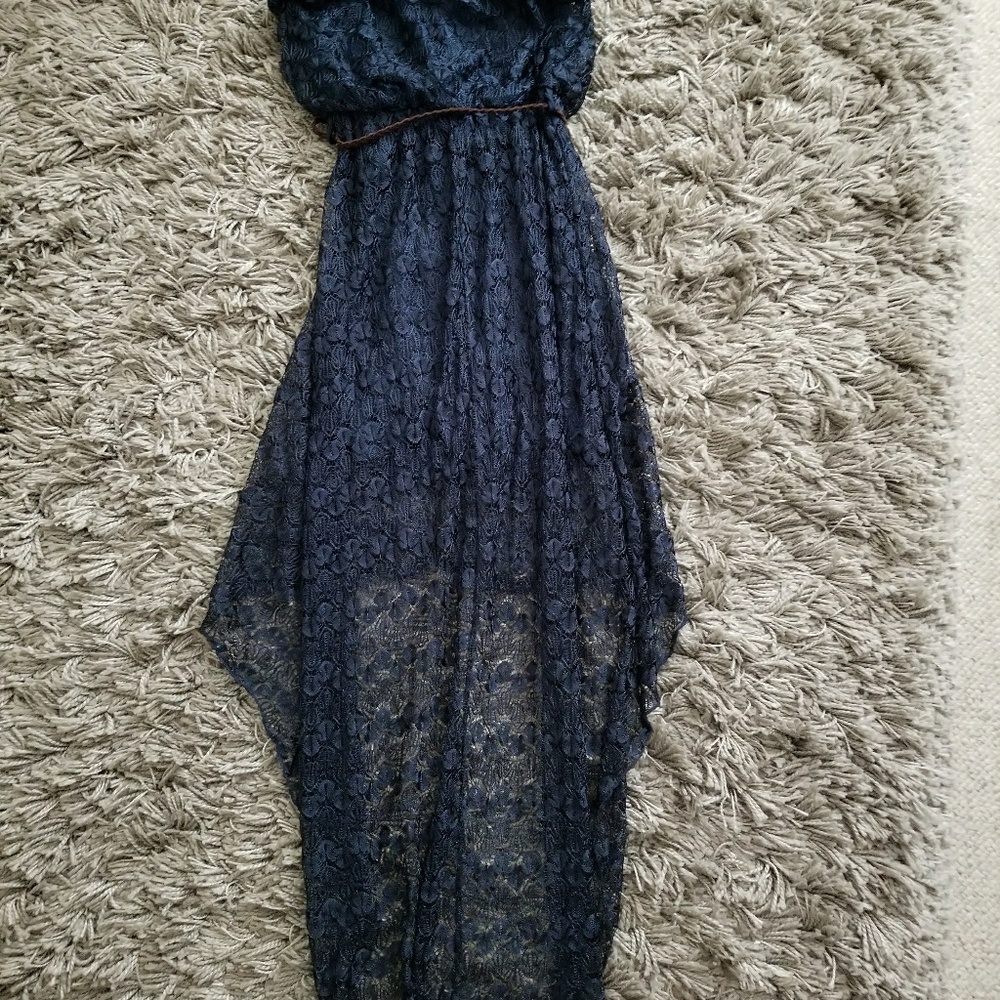 Navy Blue Boho Tube Dress - Picture 2 of 5